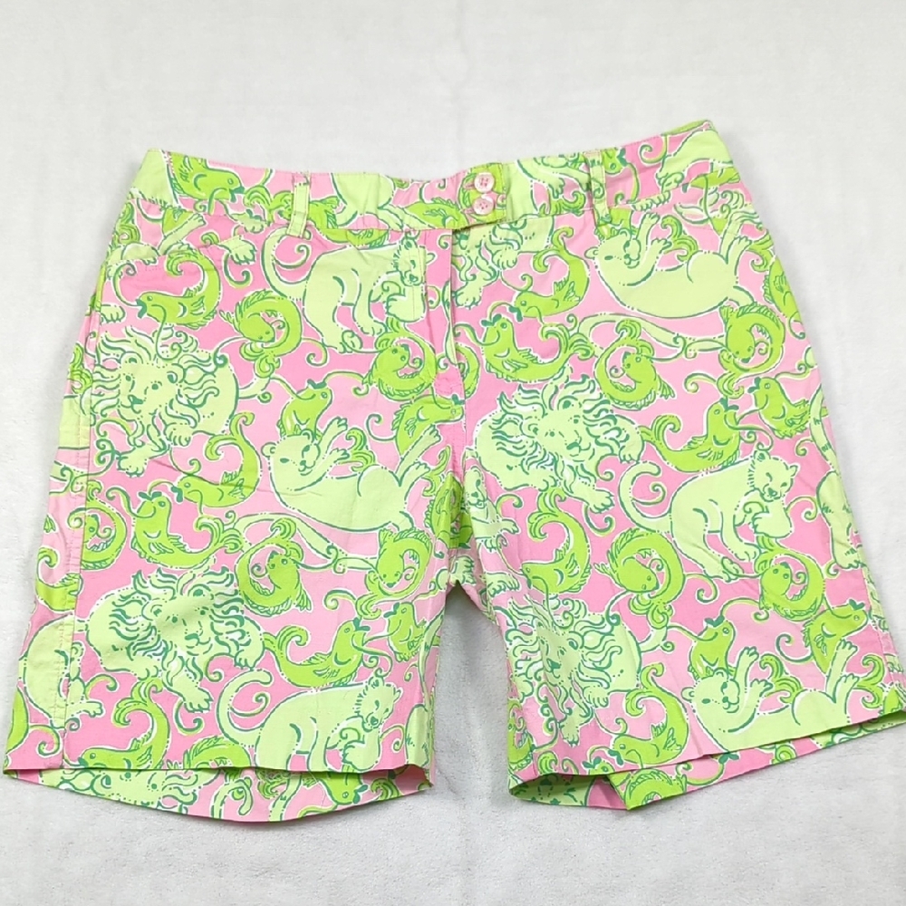 Lilly Pulitzer Fried Catfish Koi Fish Lion Print Women's Bermuda‎ Shorts Size 4